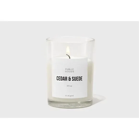 Public Goods Cedar & Suede Soy Candle 3.5 oz Hand-Poured Indoor Use - Picture 3 of 5